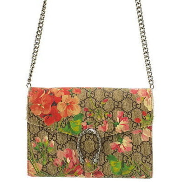 Gucci GG Blooms Dionysus Leather Chain Bag Wallet - Picture 1 of 8